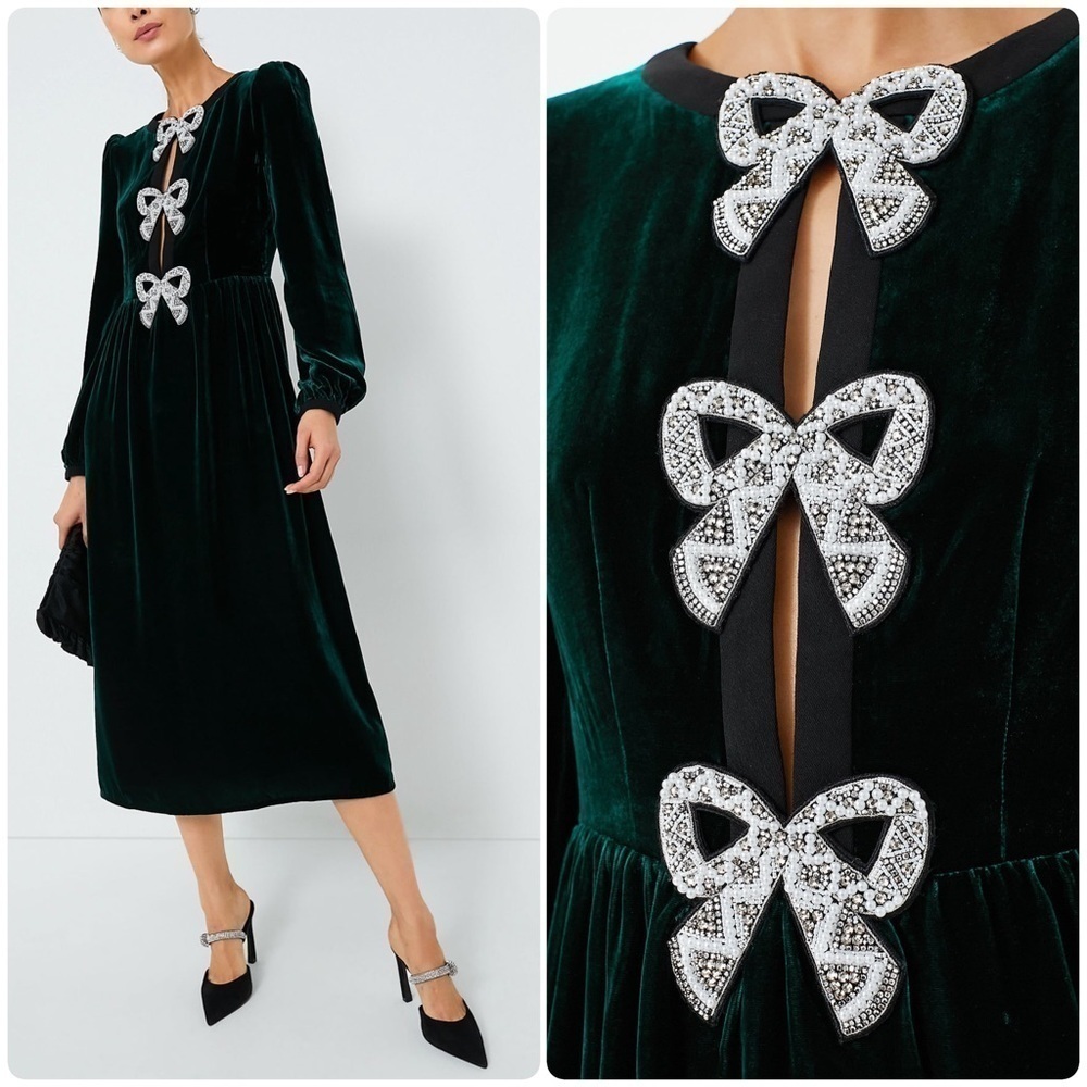 Saloni Camille Bow Embellished Dress